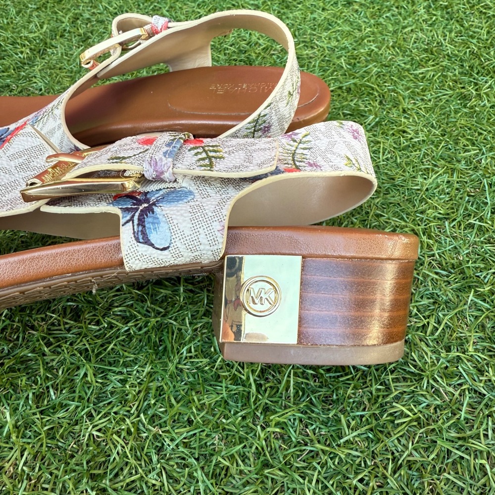 Michael Kors Floral Logo Thong Wedge Sandals‎ Womens Size 9.5M - Picture 5 of 10